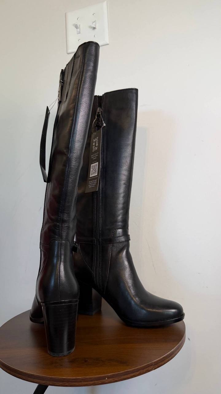Naturalizer Kalina Extra Wide Calf Knee High Boots Black 8.5M Leather $289.99 NW