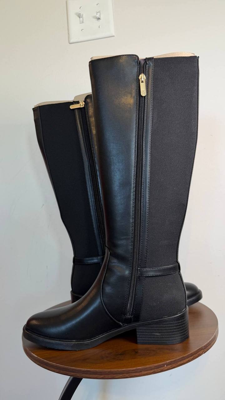 Tommy Hilfiger Imaliz Tall Ornamented Riding Boots Black 8M Man‑Made $159 NWB