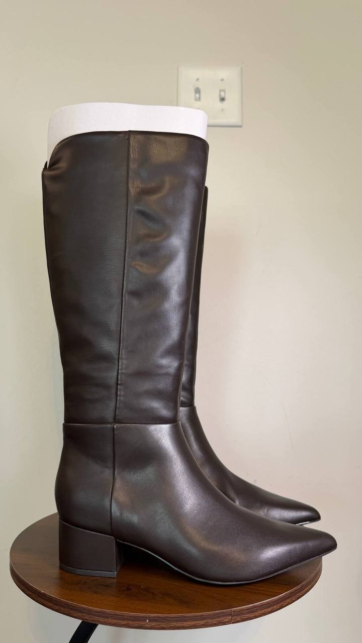 Marc Fisher Toe Tall Boots 10M Dark Brown Man‑Made New in Box MSRP $179