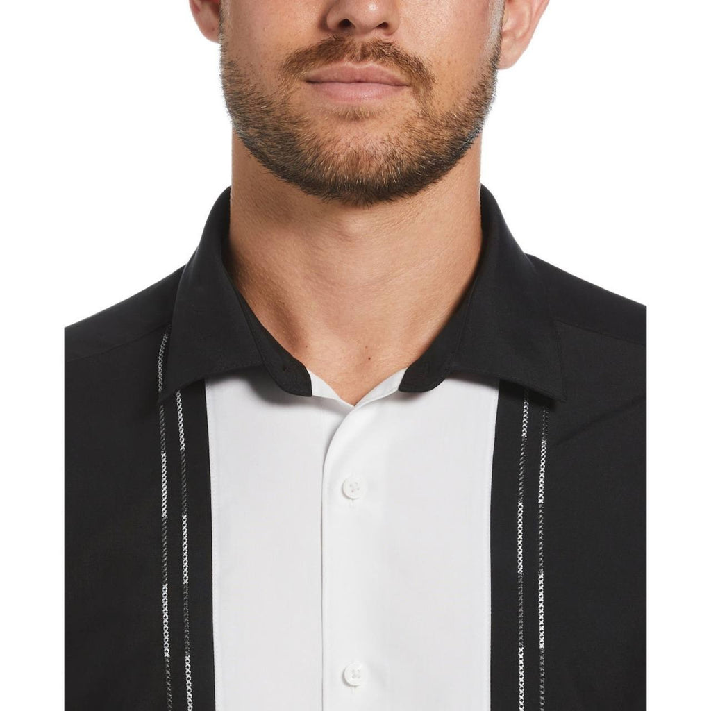 Cubavera Colorblock Embroidery Short Sleeve Shirt Black/White XXL NWT