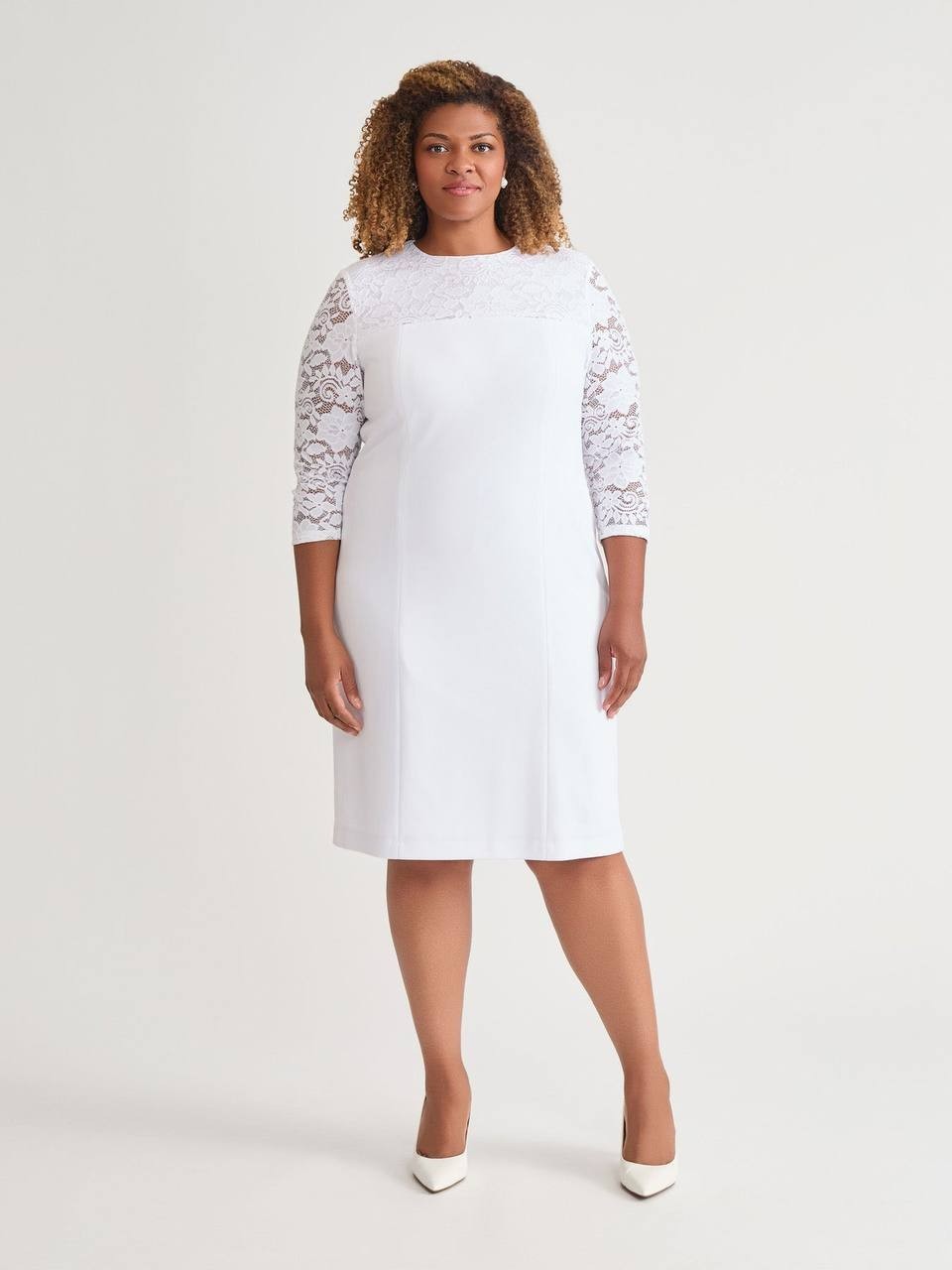 Kasper Yoke Sheath Dress 2X White Sleeveless Career Classic NWT MSRP $99