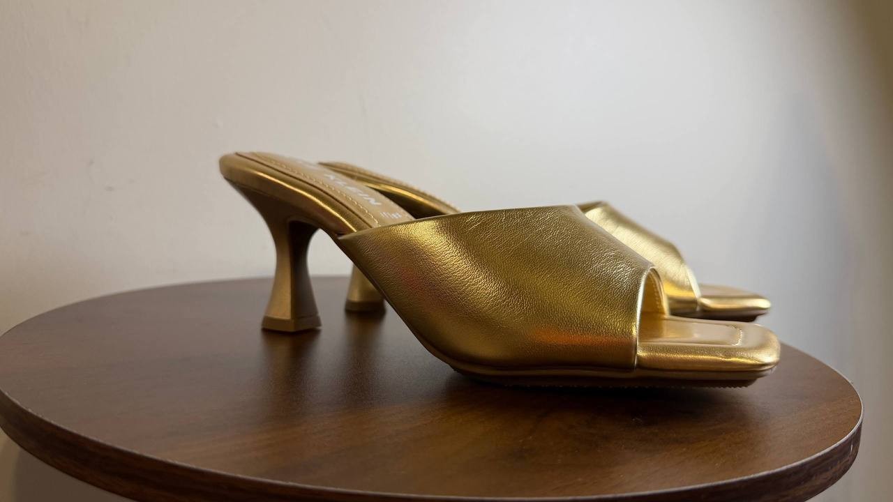 Anne Klein Jerilyn Sandals 7M Light Gold Slide Kitten Heel NIB msrp$89