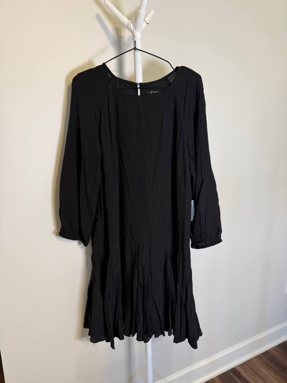 1.STATE Three‑Quarter Mini Dress–SizeL–Pre‑Owned (Defective Button,Missing Belt)