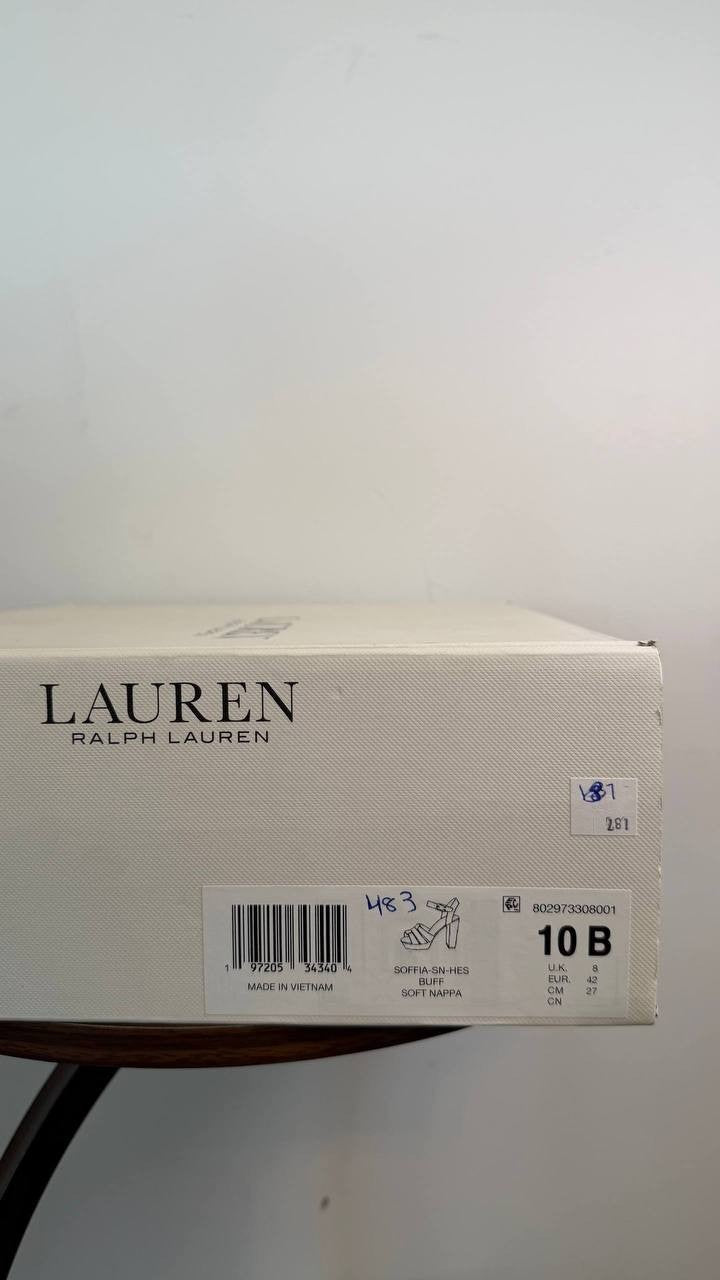 Lauren Ralph Lauren Soffia Women’s Sandals Buff 10B Leather $155 NWB