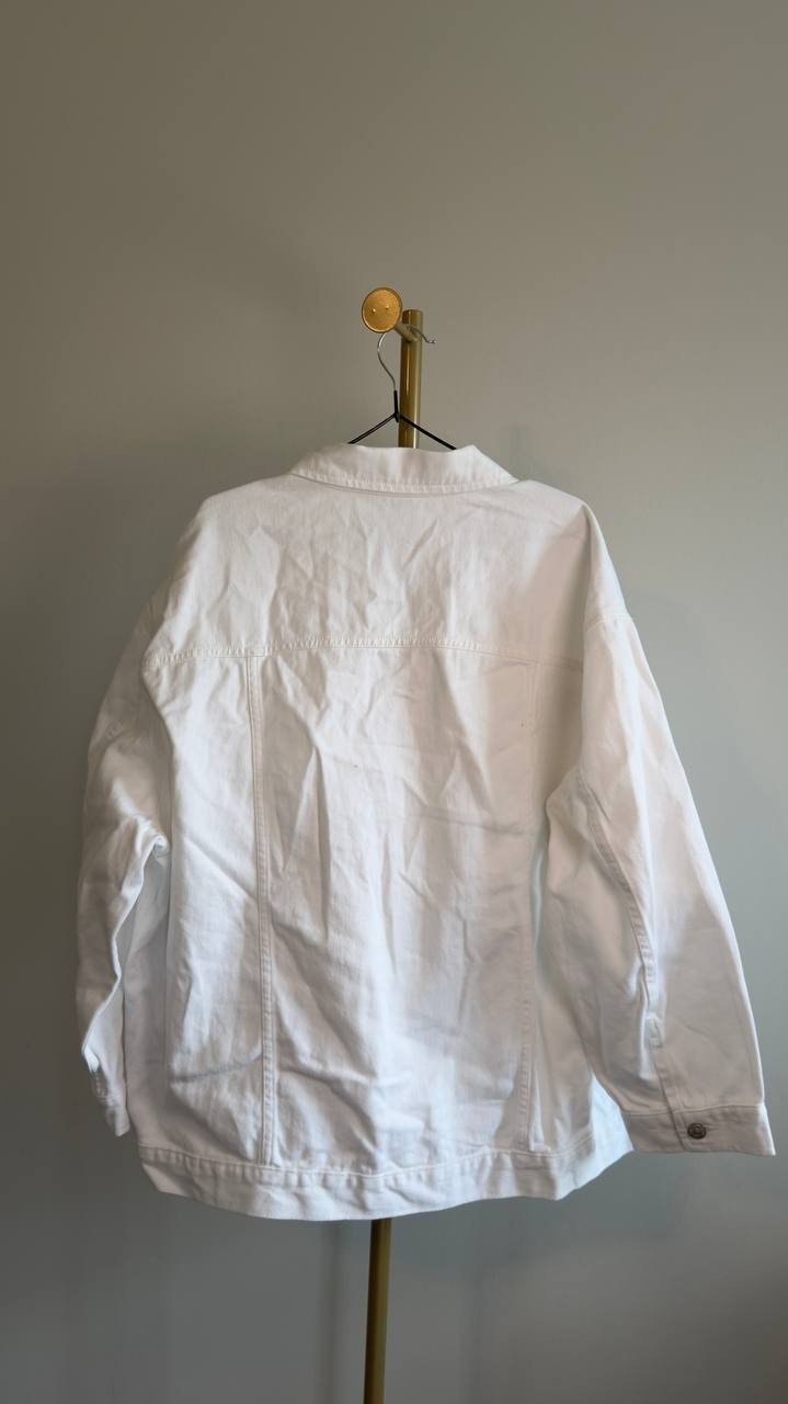 DKNY Jeans Button‑Down Denim Trucker Jacket White XL NWT $99