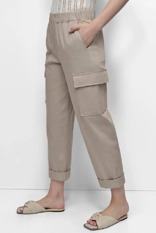 DKNY JEANS High‑Rise Pull‑On Cargo Jogger Pebble Size S NWT  msrp$89
