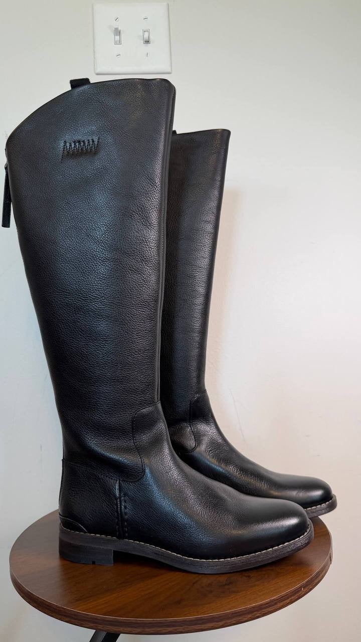 Franco Sarto Meyer Knee High Riding Boots Black 7.5M Leather $275 NWB