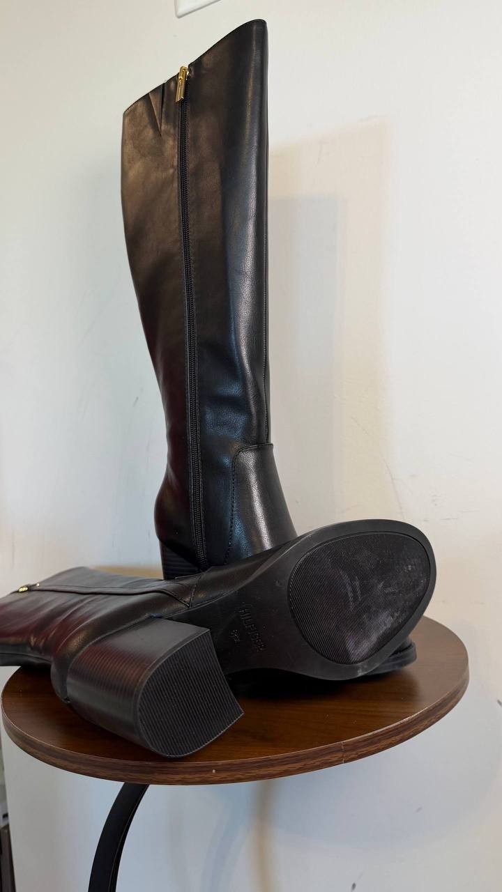 Tommy Hilfiger Ursy Women’s Knee High Dress Boots Black 8.5M Man‑Made $158.99NWB