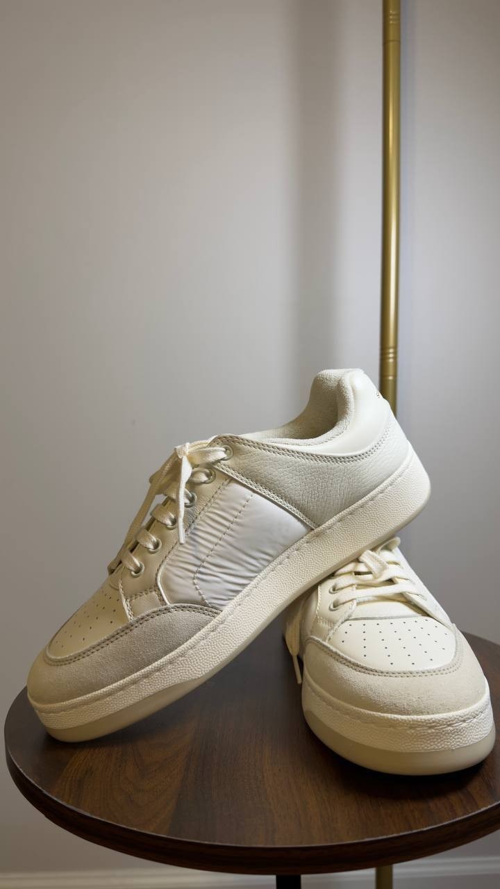 Saint  Laurent  Leather  Sneakers  Black Optic/Coffee White  Size  41  New  $875