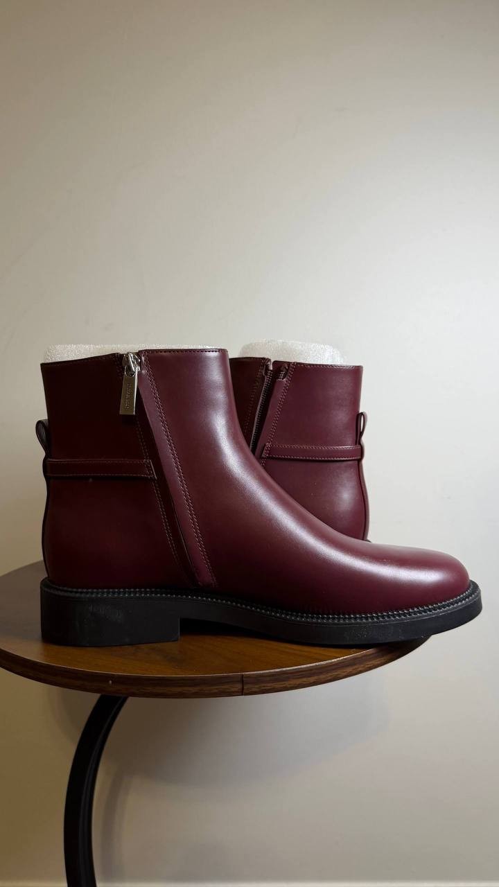 Michael Kors Oxblood Polyurethane Block Heel Booties 8.5M New w/o Box MSRP $150
