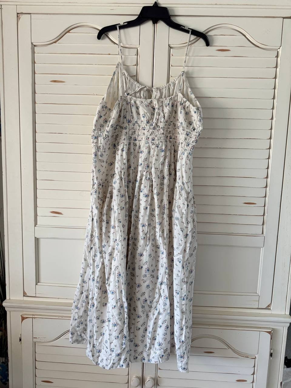 Lucky Brand Dress XXL Cream Multi Floral Smocked Waist Sleeveless Midi Boho