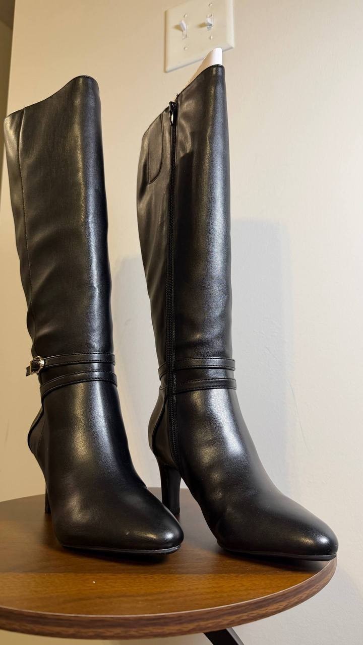 LifeStride Guild Boots Size 5M Black Fabric Knee‑High Almond Toe NIB msrp$129