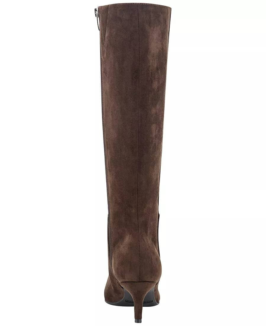 Marc Fisher Glint Boots 6M Dark Brown Textile Kitten Heel NIB msrp$179
