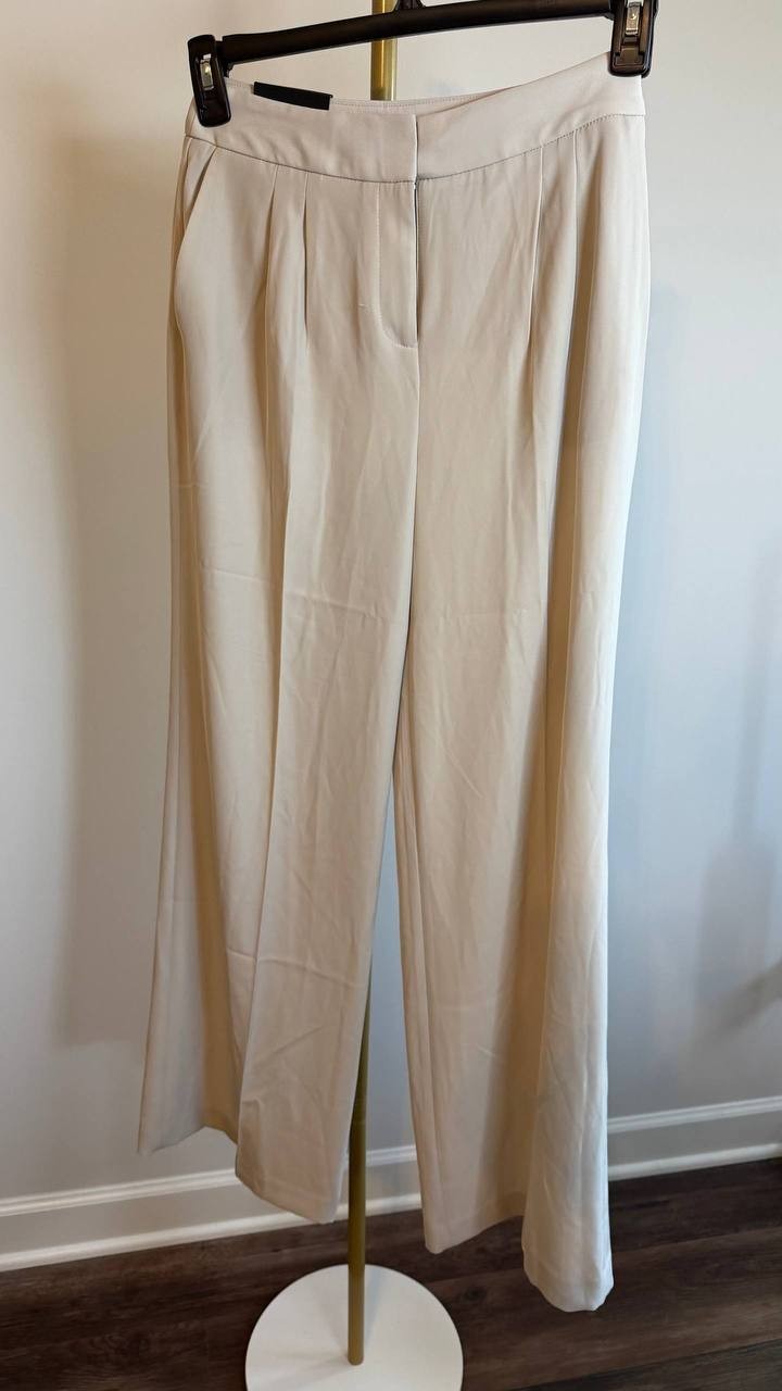 Donna Karan New York High-Waist Wide-Leg Pants Turin Beige 0 $139 NWT