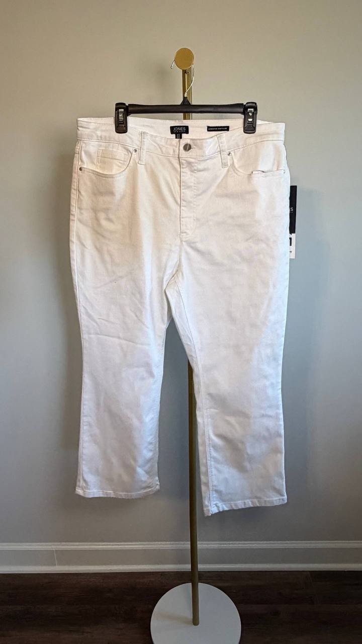 Jones New York Lexington High Waist Crop Jeans Soft White 16 NWT $79.50