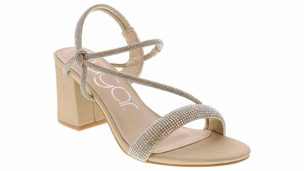 Sugar Neeve Dress Sandals 7.5M Champagne Satin Block Heel NIB msrp$59.99