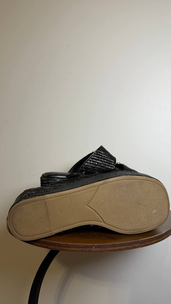 Marc Fisher Black Wedge Sandals 9M New in Box MSRP $150