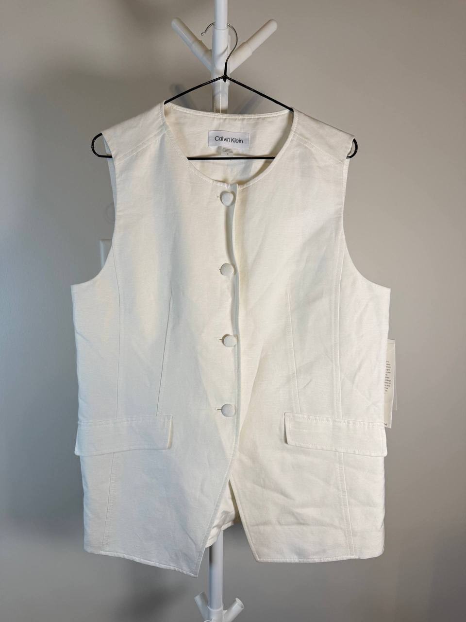 Calvin Klein Linen Blend Vest – Cream – Size 12 – NWT – $139