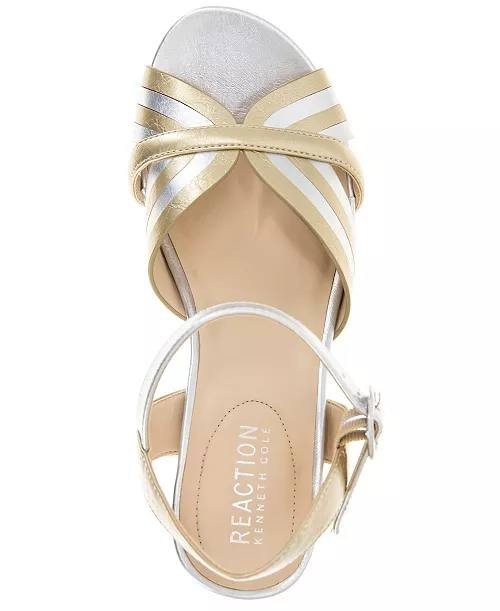 Kenneth Cole Reaction Metallic Wedge Sandals 8.5M New in Box  MSRP 89$