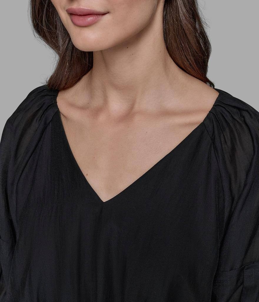 Karl Lagerfeld Paris Solid Peplum Blouse Black M NWT $99