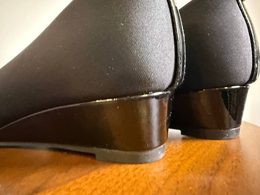 Jones New York Junelle Cap‑Toe Wedge Flats–Black–Size 6.5M–Leather–New in Box