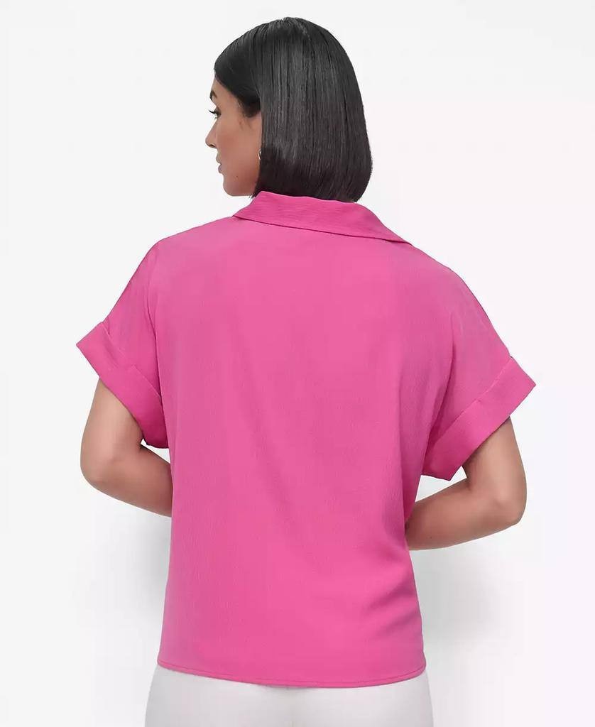 DKNY Twist‑Hem Textured Camp Shirt – Pink – Size S – NWOT – $69