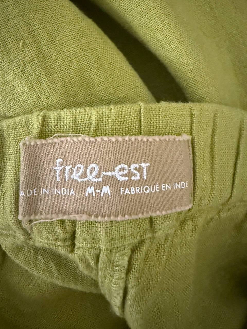 Free People Sightseer Linen Pants – Size M – Palma Green – NWOT