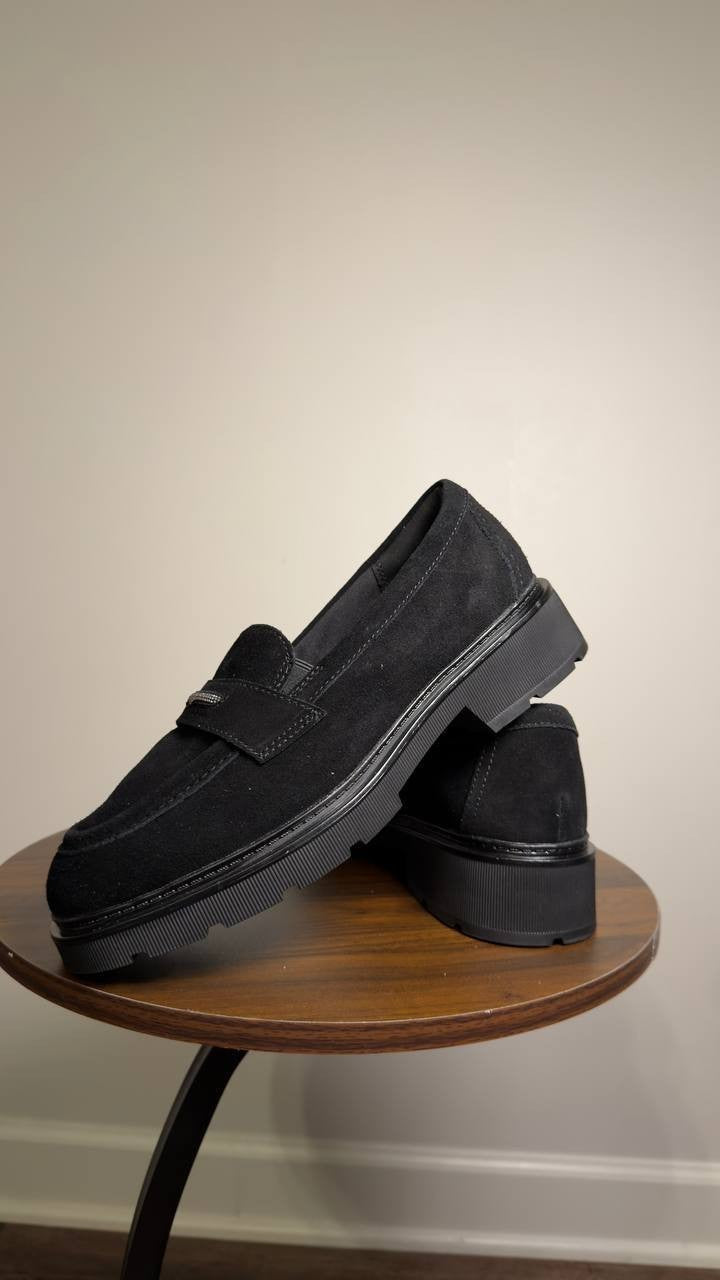 Clarks  Loafers  Black  Suede  9W  New  $110