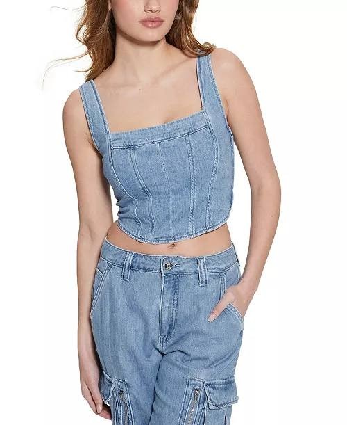 GUESS Crop Top Denim M NWT $88.00