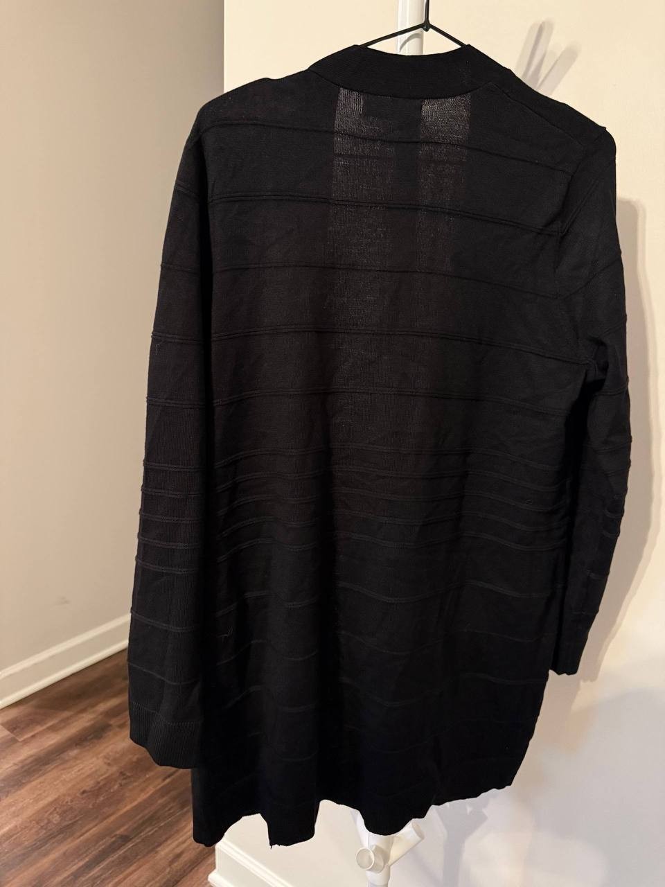 Melissa Paige Ribbed Open‑Front Long Cardigan – Black – Size M – NWT – $46.50
