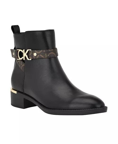 Calvin Klein Block Heel Booties 7M Black MSRP $139 New (No Box)