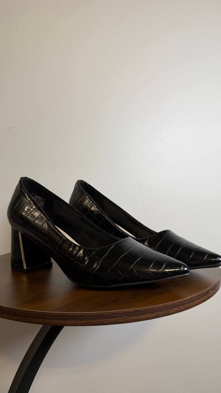 Jones New York Block Heel Pumps 7.5M Black Croco Faux Leather MSRP $69.90