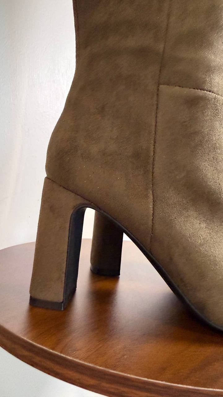 Madden Girl Wisee Boots 8.5 Olive Microsuede Knee‑High Block Heel New In Box $99