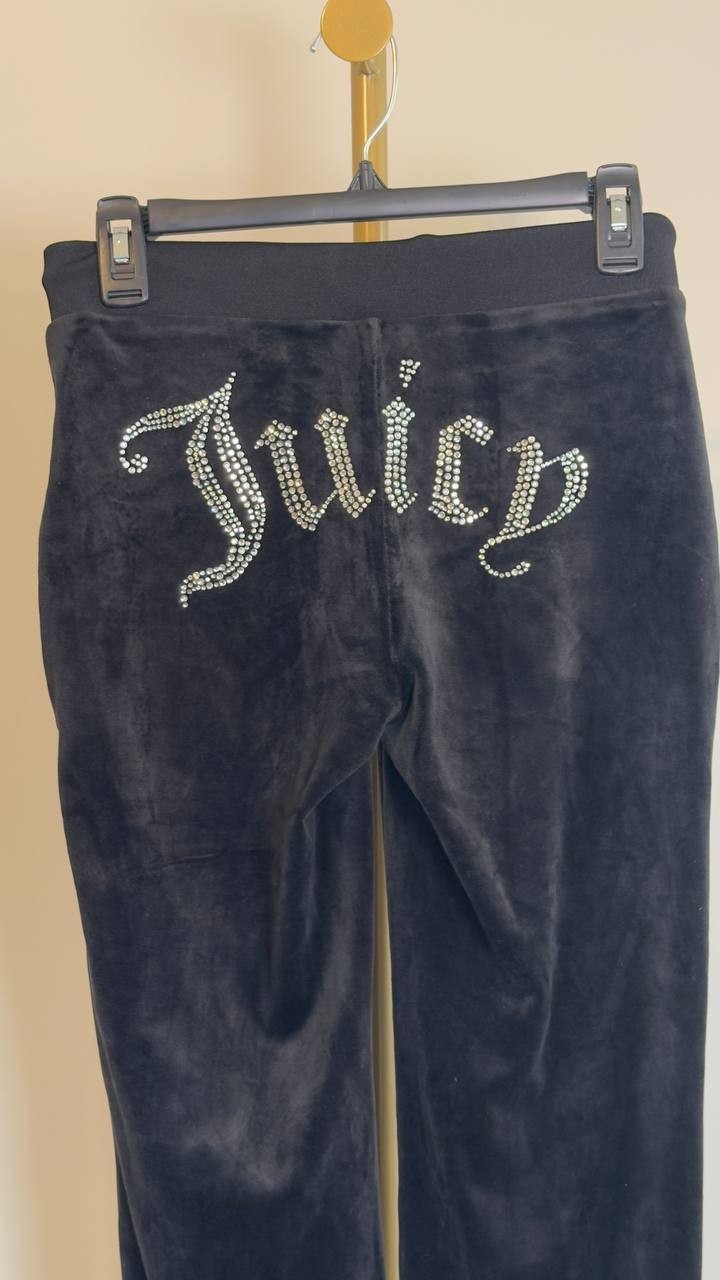 Juicy Couture OG Big Bling Velour Track Pants Black XS NWT $99