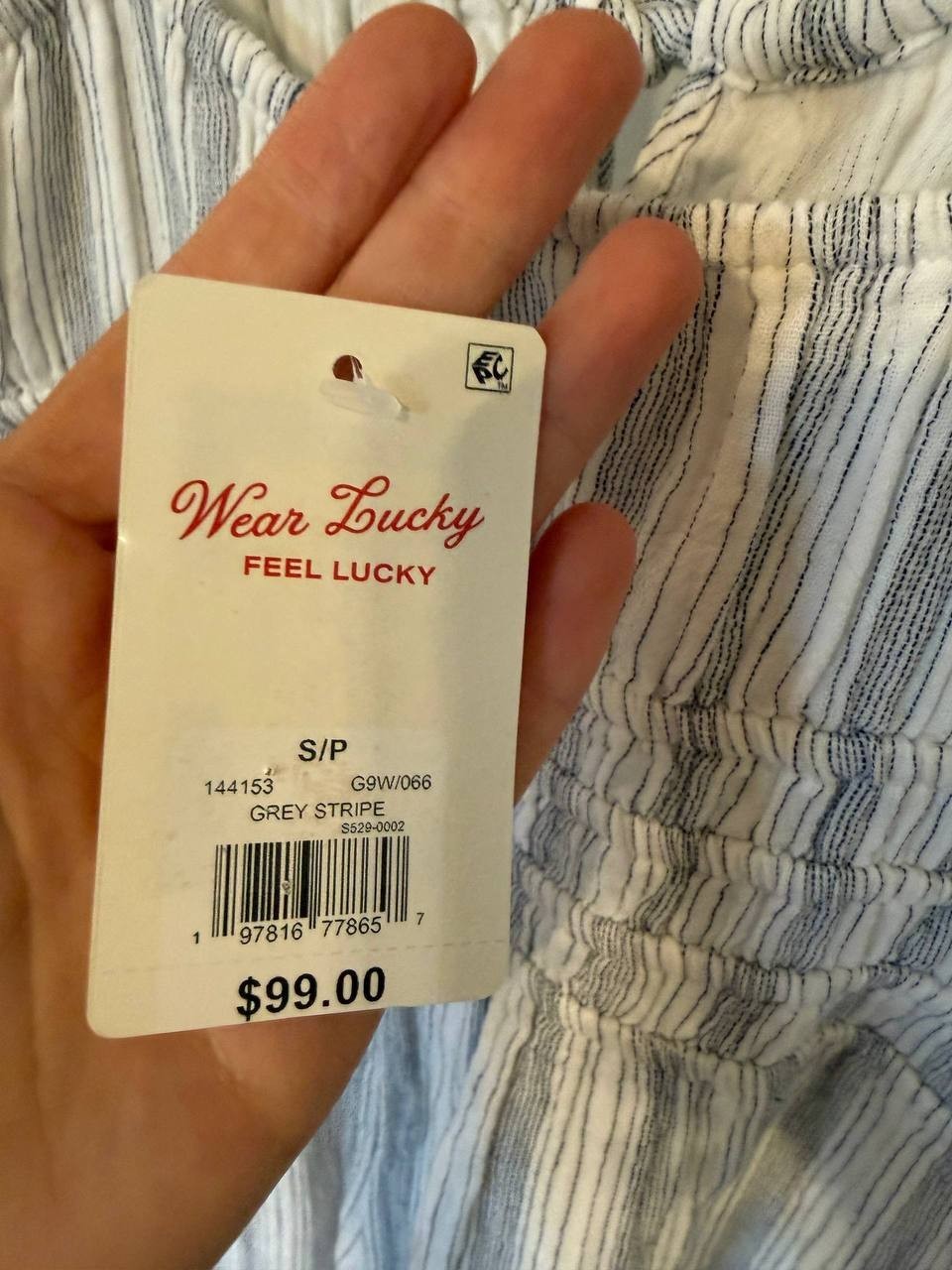 Lucky Brand Striped Gauzy Jumpsuit Grey Size S/P NWT Casual Summer msrp$99