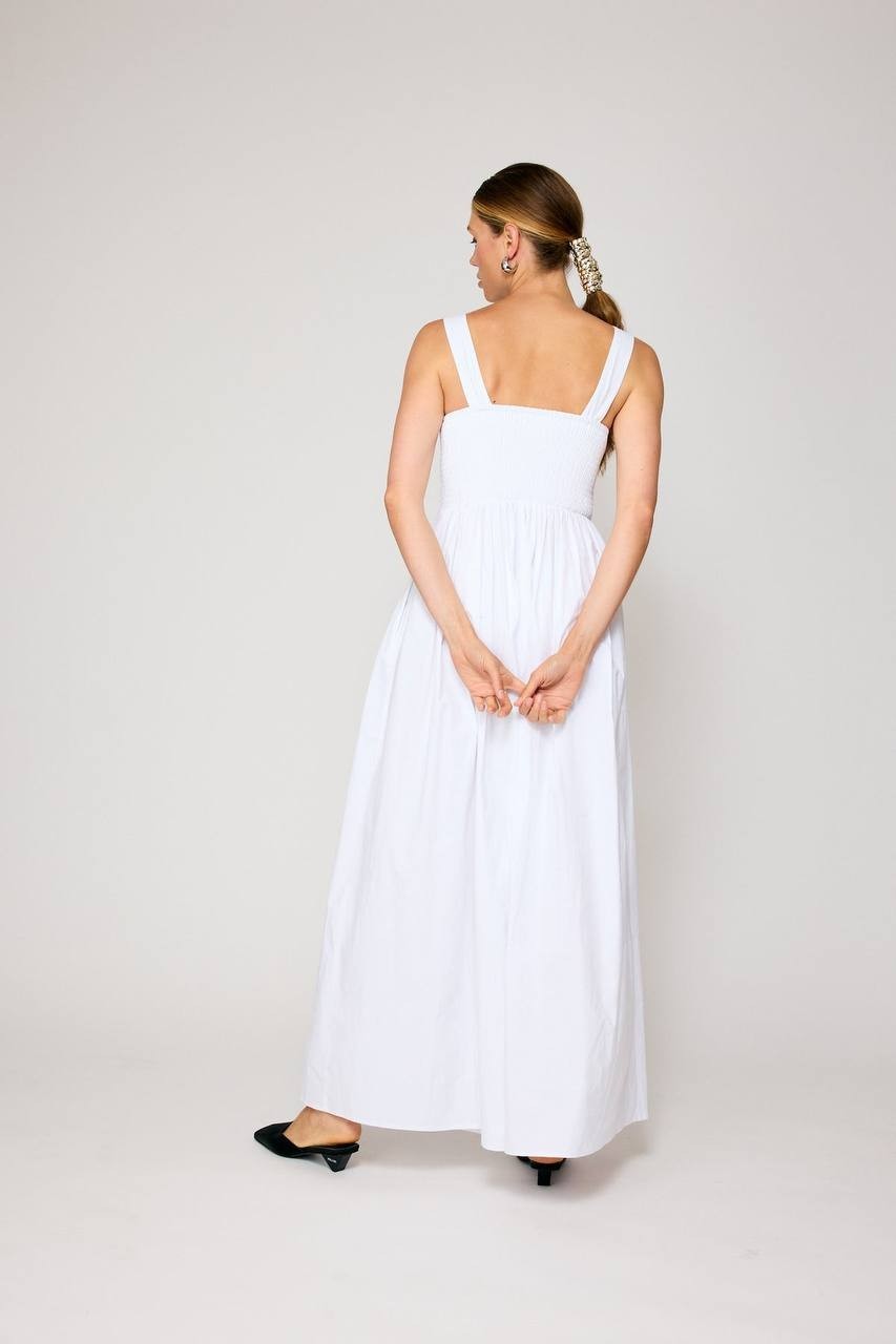 Line &amp; Dot Abbott Pleated Jumpsuit White Size M - Sleeveless, Wide-Leg