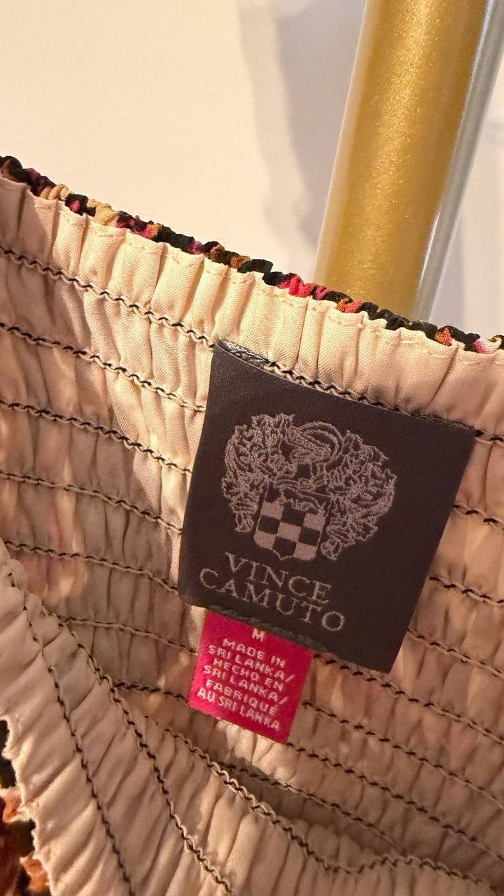Vince Camuto Paisley Tiered Midi Sundress Brown Mult M $108 NWT