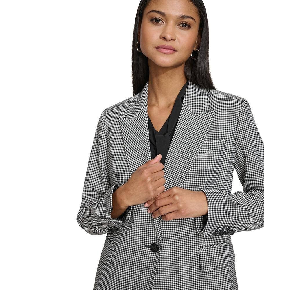 Karl Lagerfeld Paris Checkered One‑Button Blazer – Black/White – Size 8 – NWT