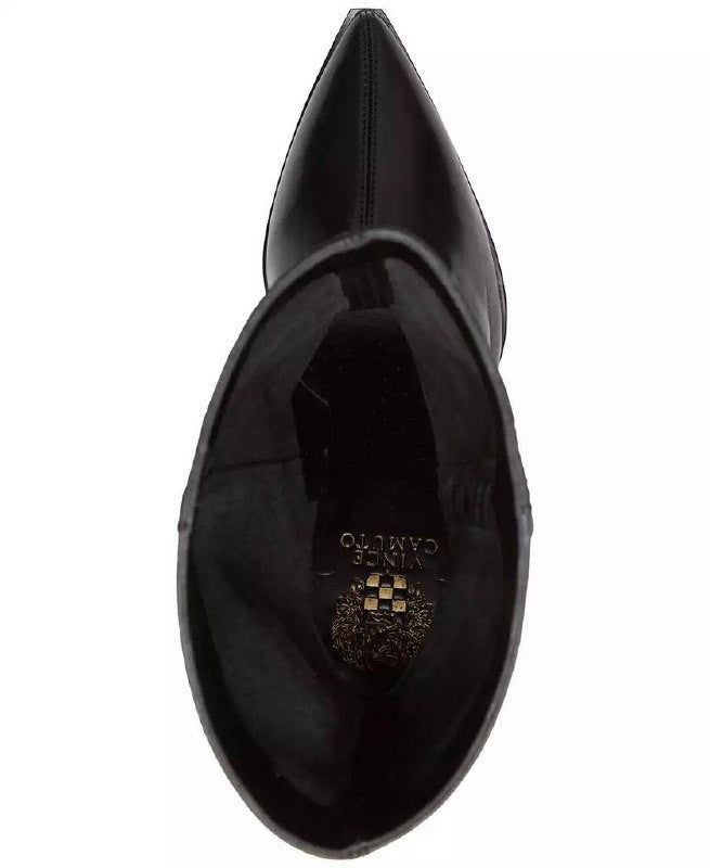 Vince Camuto Lorrys Boots 7.5M Black Leather Almond Toe Block Heel NIB$199