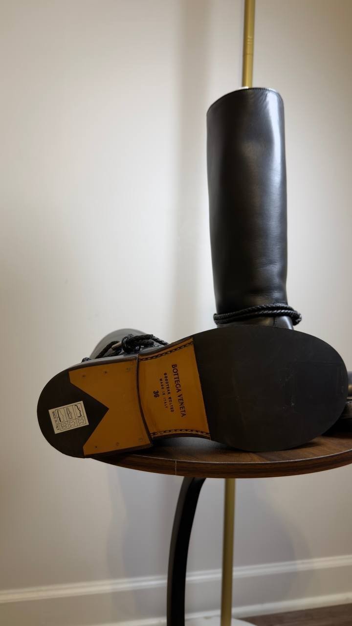 Bottega  Veneta  James  Boot  Black  Leather  36  New  $2150