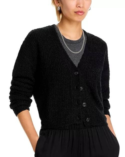 ATM Bouclé Button-Front Cardigan – Black – Size L/G – NWT – $295