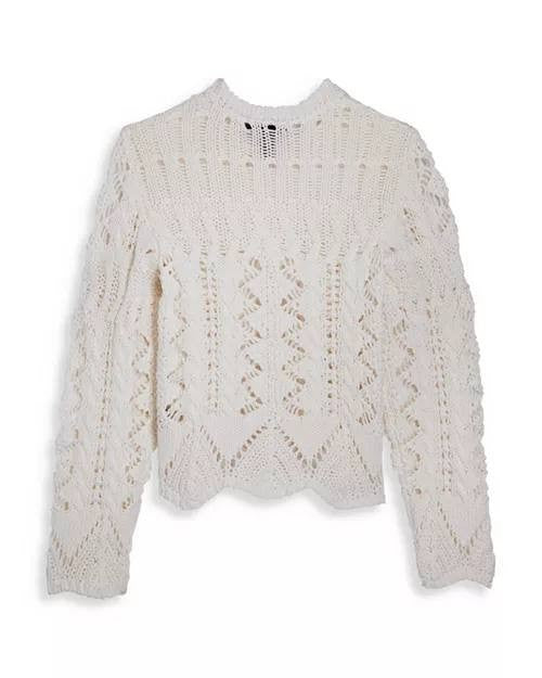 AQUA Girls  Cotton Crocheted Sweater Big Kid Size M NWT $68