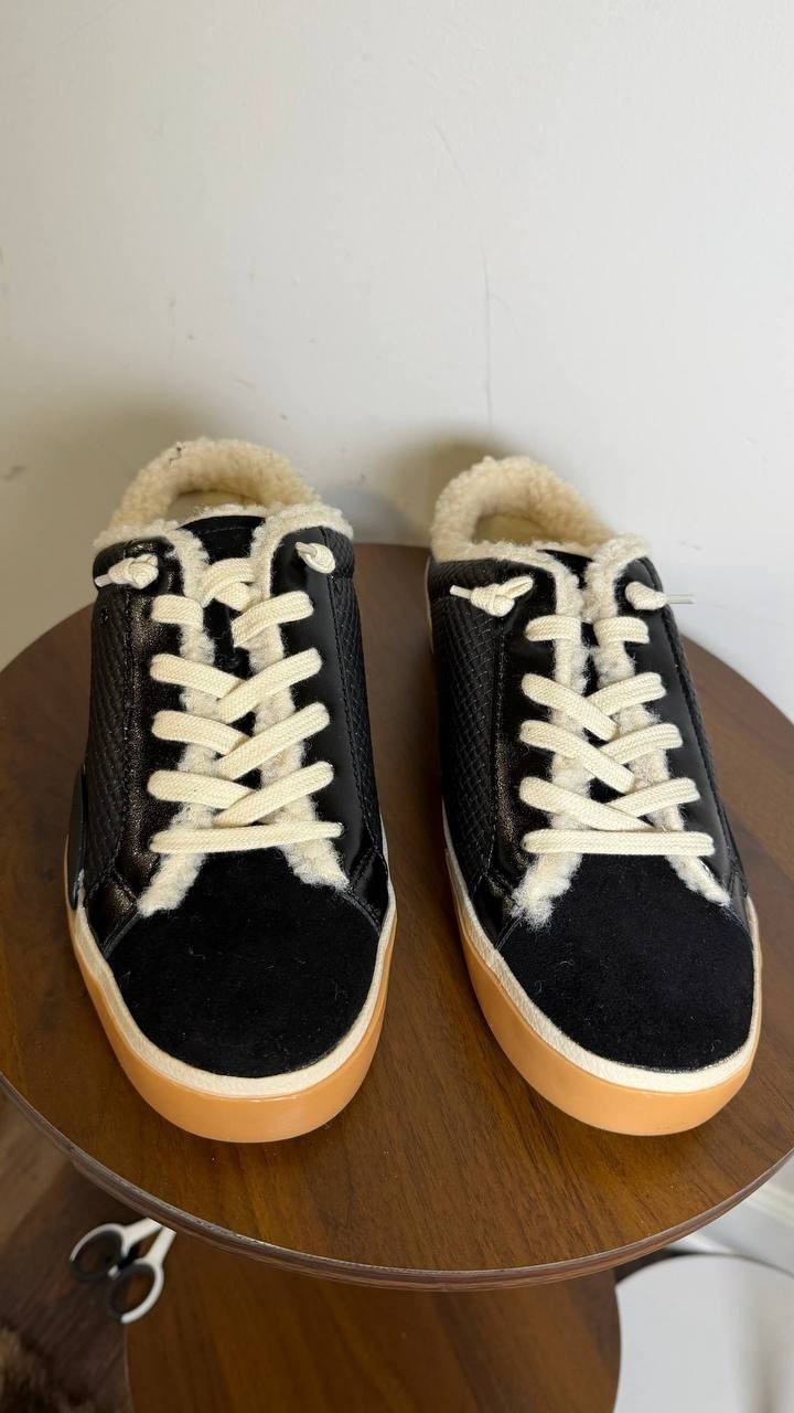 Dolce Vita Zantel Slip‑On Mule Sneakers Black Faux Fur Women’s 9.5 NWB $125
