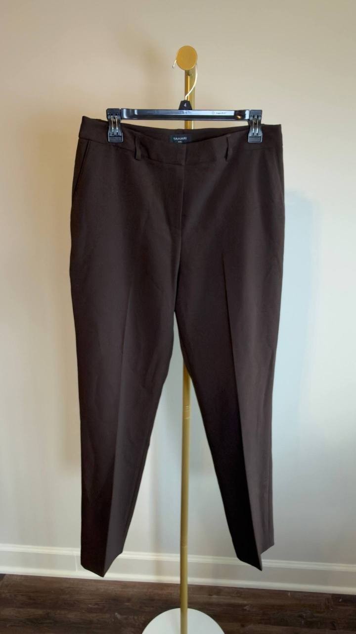 Tahari ASL Slim Ankle Pants Espresso Size 10 NWT $99