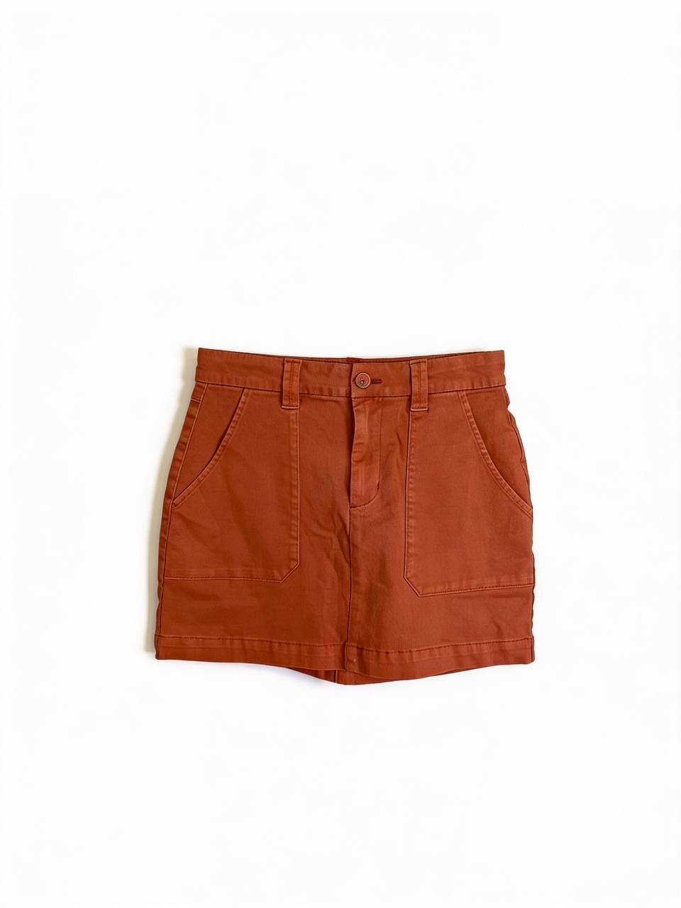 Sanctuary Brown Denim Mini Skirt – Size 27 – Pockets – Button Front – NWT