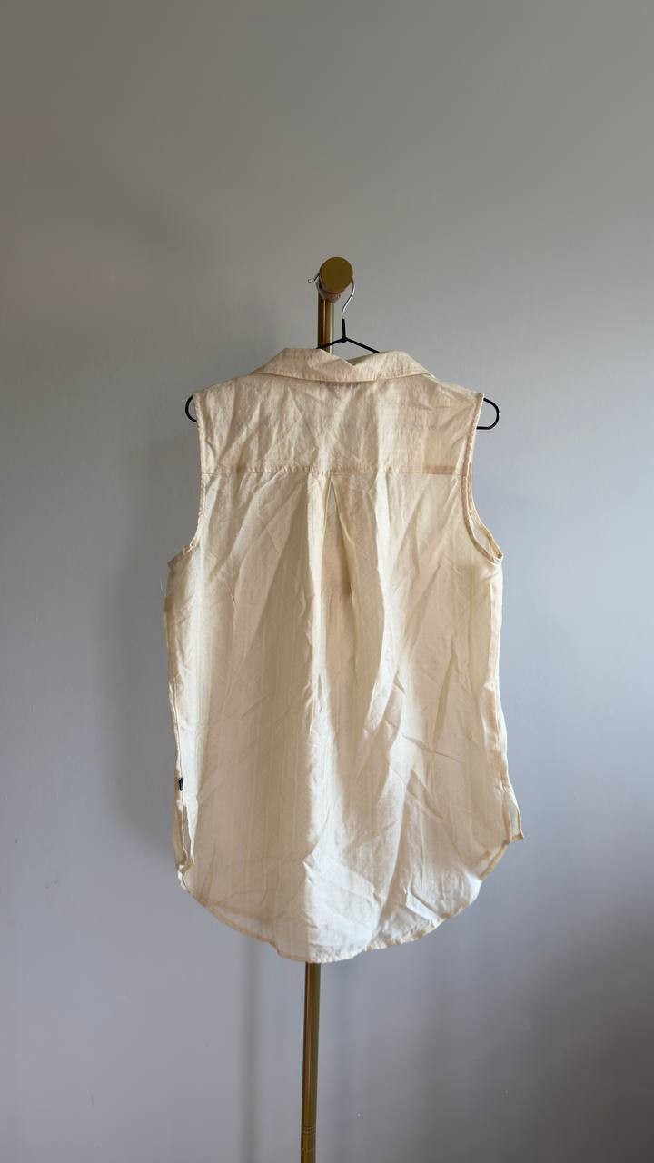 Nautica Jeans Sleeveless Collared Top Natural Size S NWOT $59.50