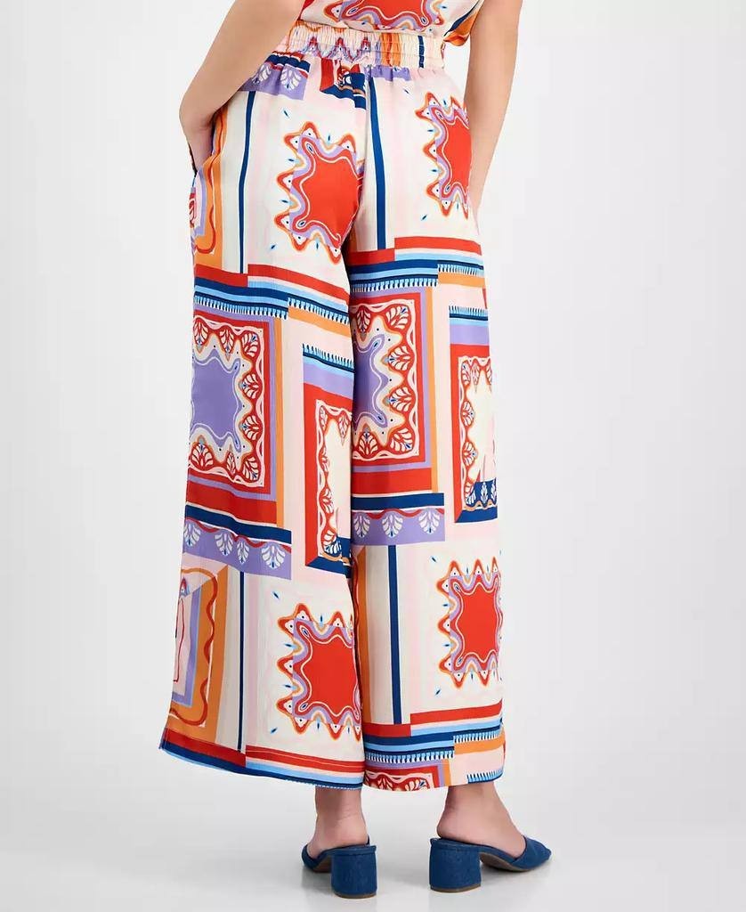 Tahari Women’s Printed Wide-Leg Pull-On Pants Multi L $88 NWT
