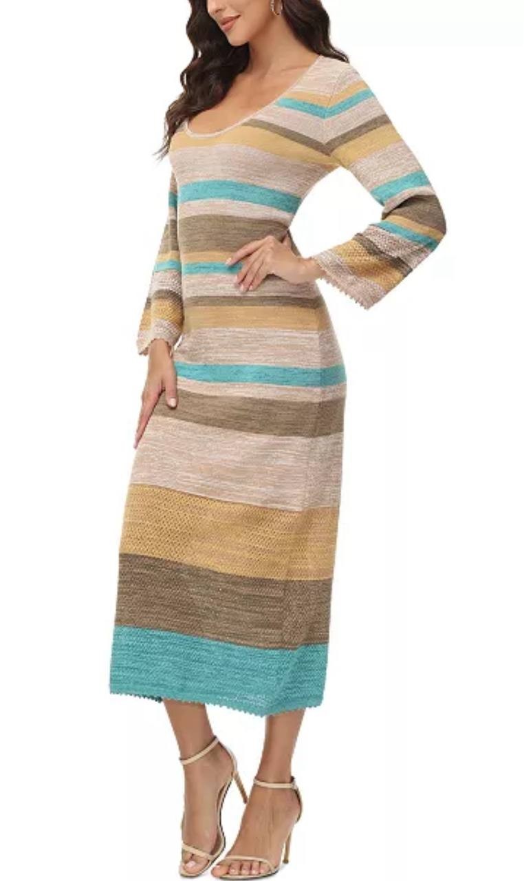 Frye Women's Striped Knit Maxi Dress, Scoop Neck, Sleeveless, XL, NWT, New