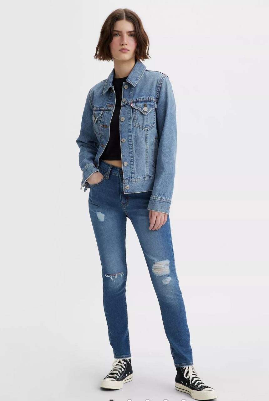 Levi's 721 High-Rise Skinny Jeans Distressed Blue - Women 24-29, Stretch