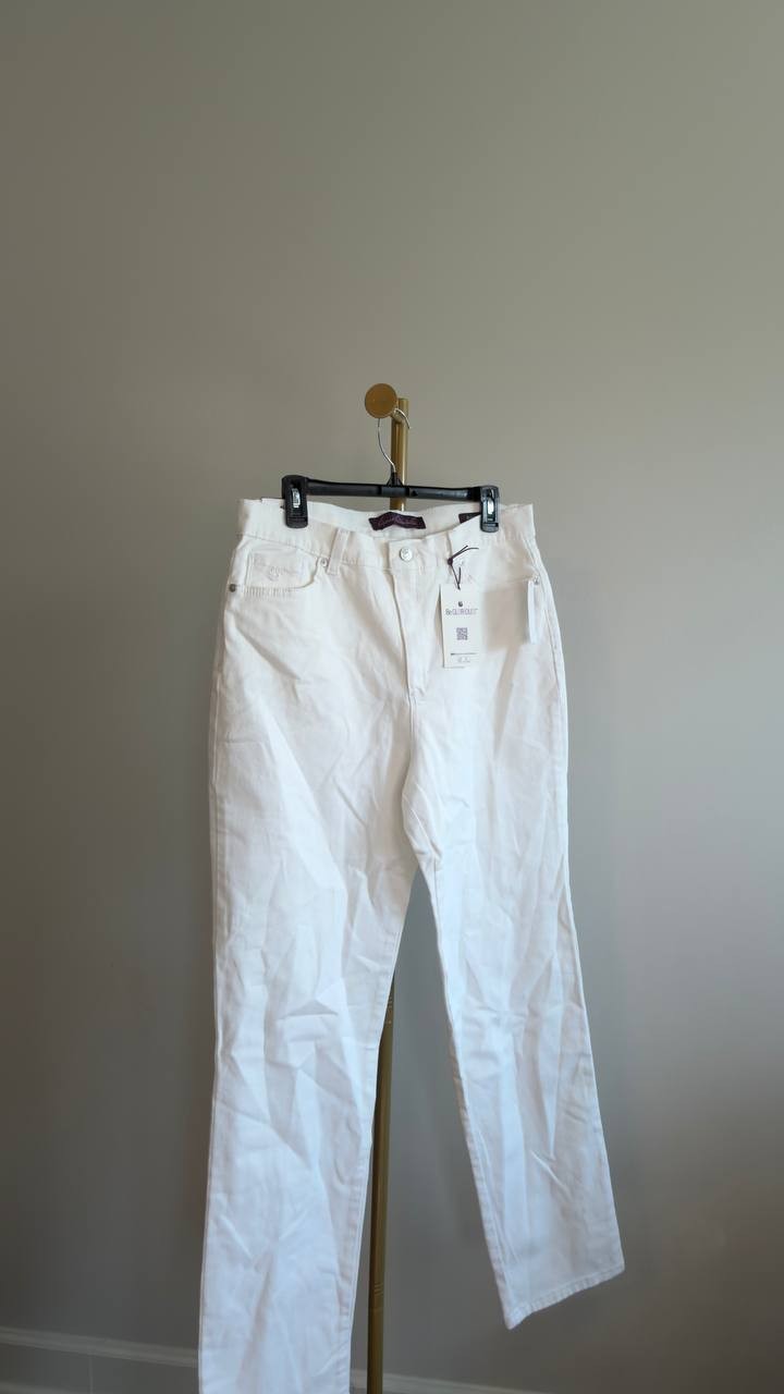 Gloria Vanderbilt Amanda Classic Straight Jeans Vintage White 12 NWT $52